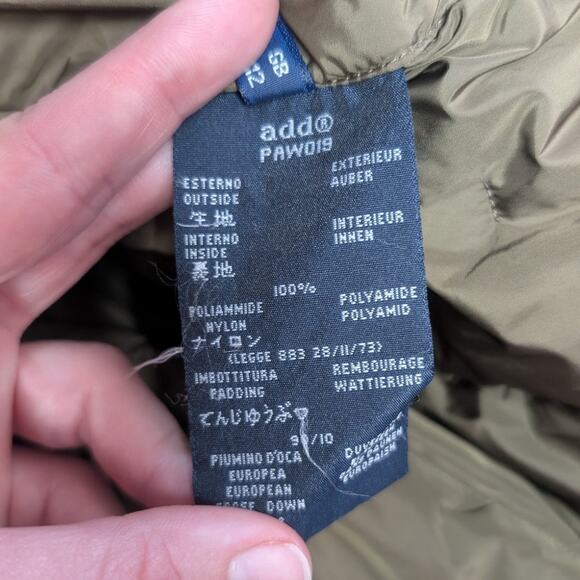 Add Down Long Goose Down Puffer Jacket in Olive Taupe, Size 4 - Picture 10 of 10
